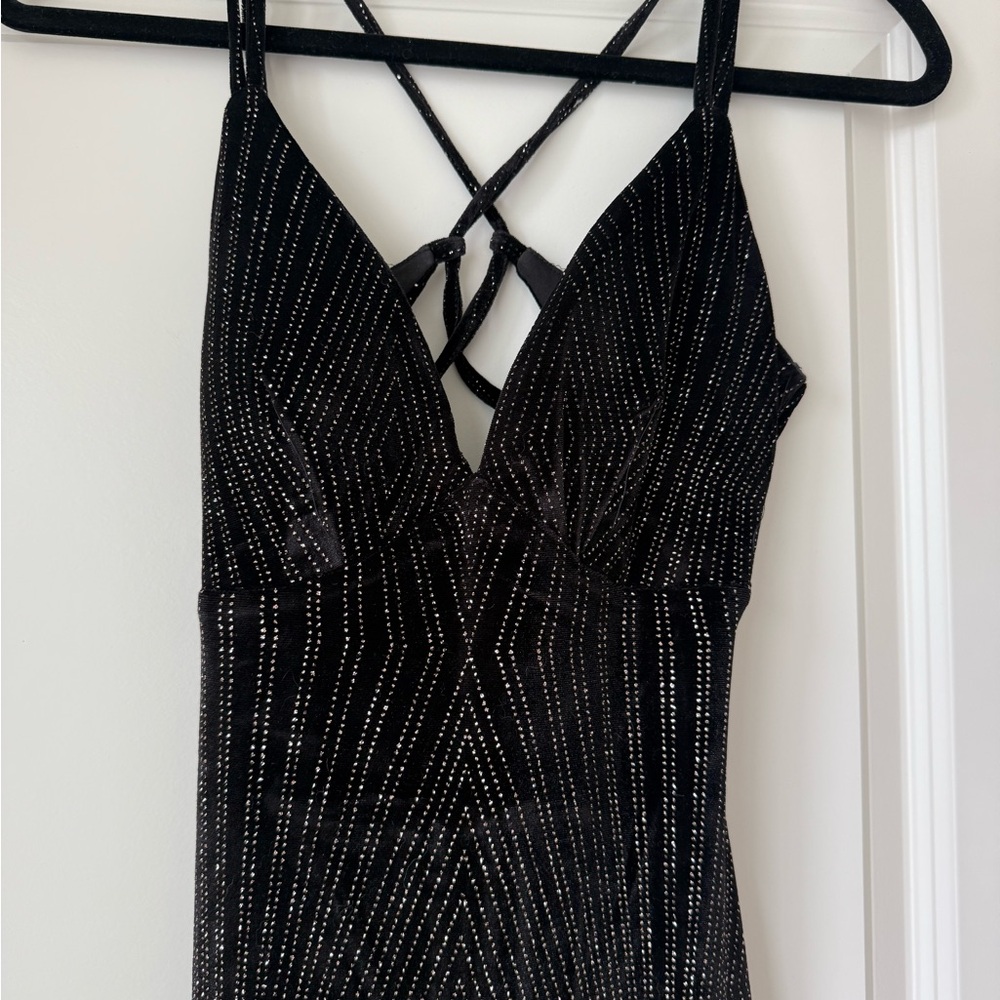 Black Strappy Dress with Silver Accents
